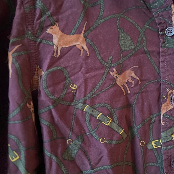 Beach Lunch Lounge Alana Dog Print Button Up Top Women Medium - Picture 8 of 13